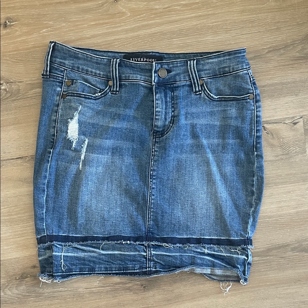 Liverpool Blue Denim Mini Skirt